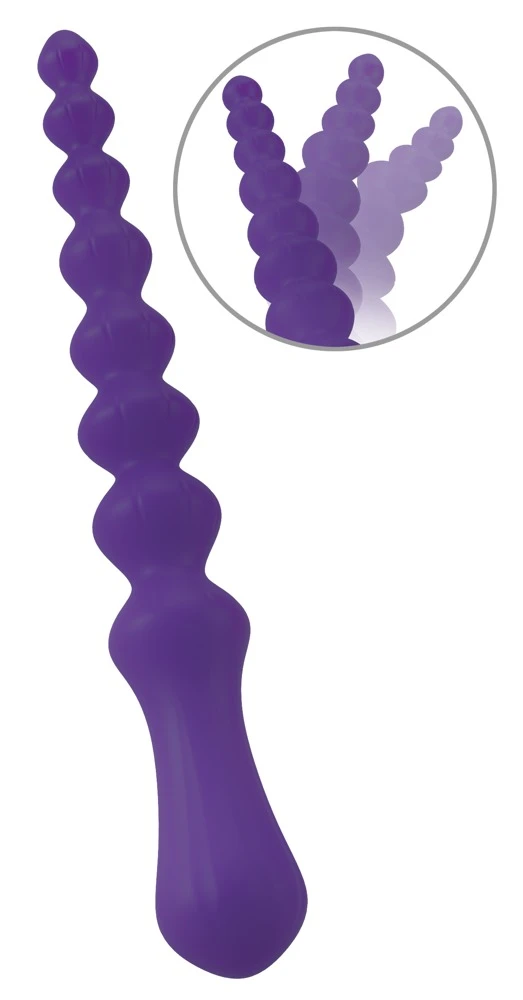 Anal Beads Dark Purple, Magic Anal Wand No. 3: Flexibler, schlanker Analstab mit Rillenkugel-Design für intensiven, sicheren Analspaß