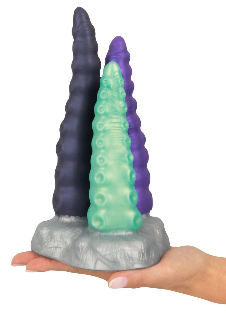 Beasty Cocks Triple Tentacle, Triple Tentacle 3er-Dildo in mystischer Tentakel-Optik mit flexiblem Design, starkem Saugfuß und reizvollen Strukturen