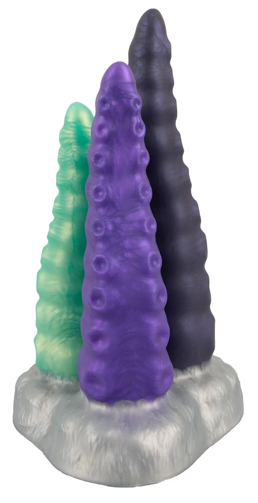 Beasty Cocks Triple Tentacle, Triple Tentacle 3er-Dildo in mystischer Tentakel-Optik mit flexiblem Design, starkem Saugfuß und reizvollen Strukturen